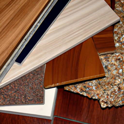 תמונה המציגה סוגים שונים של חומרי ריצוף כגון עץ, אריחים ושטיח.
